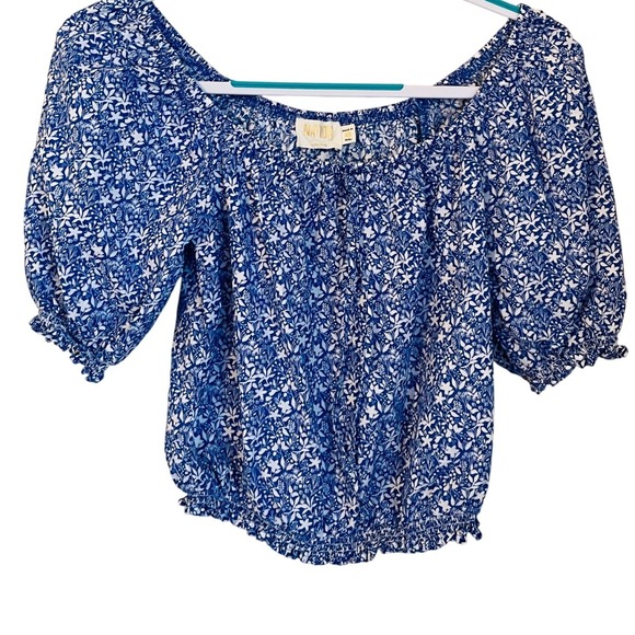 NATION LTD XS Blue White Ditsy Floral Rowena Top Primrose Smocked Skirt Set - Picture 2 of 16